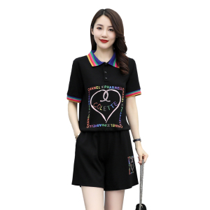 RM5319#大码女装2023夏季新款洋气时尚休闲短裤运动风气质减龄套装女