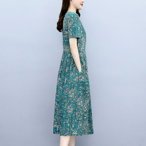 RM12491#新款棉麻连衣裙女夏季爆款宽松中长款休闲气质妈妈碎花裙子