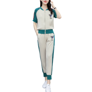 RM5325#夏季新款开衫宽松时尚轻薄透气气质减龄长裤休闲运动套装