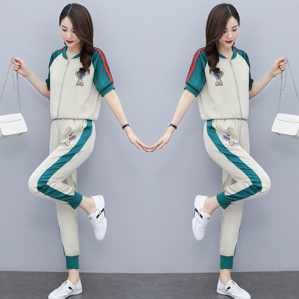 RM5325#夏季新款开衫宽松时尚轻薄透气气质减龄长裤休闲运动套装
