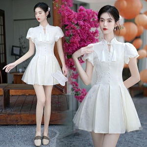 RM4651#白色气质连衣裙提花小众高级感新款名媛小礼服女日常收腰显瘦裙子