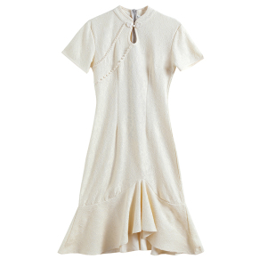 RM4045#春夏新款现货优雅复古气质修身年轻款改良旗袍蕾丝连衣裙