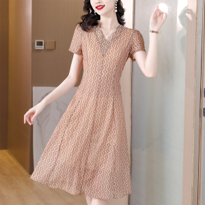 RM5978#夏季新款大码连衣裙收腰显瘦名媛风短袖甜美