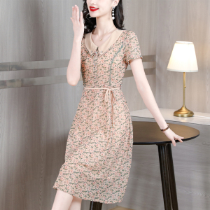RM5969#夏季新款短袖连衣裙娃娃领淑女超修身A字裙名媛风