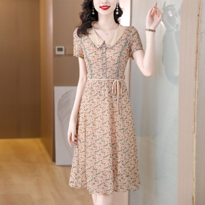 RM5969#夏季新款短袖连衣裙娃娃领淑女超修身A字裙名媛风