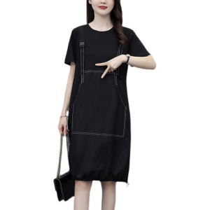 RM14057#夏装新款韩版大码胖mm遮肉显瘦减龄中长款连衣裙女 淘宝