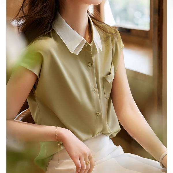 RM4861#时尚短袖衬衫女2023年夏季新款知性优雅气质职业通勤上衣