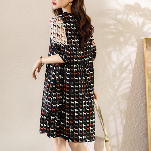RM5344#时尚夏季2023新款简约圆领显瘦气质印花连衣裙女