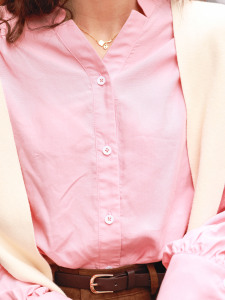 RM5953#陈大事原版缎面料高品质浪漫的年纪港味复古长袖粉色防晒衣衬衫女