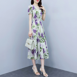 RM4383#雪纺连衣裙夏季2023年新款长款显瘦显高中年气质遮肚子裙子