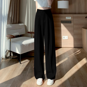 RM4695#夏季新款高腰垂感阔腿裤女小个子休闲拖地直筒西装裤