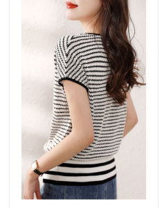 RM5688#夏季新款韩版气质针织衫百搭上衣女V领显瘦针织T恤女