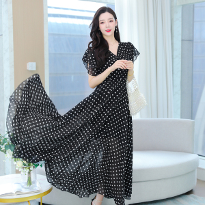RM8357#新款法式长裙高级感气质小众独特别致漂亮波点连衣裙子女夏季