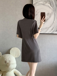 RM9610#新款高级感休闲连衣裙女夏季小个子显瘦露腰小心机运动T恤裙