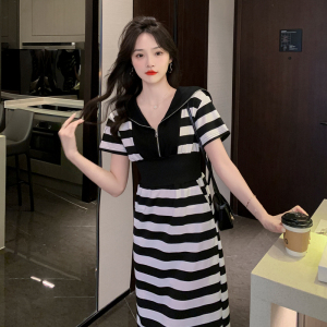 RM4813#欧货夏季新款设计款翻领收腰显瘦连衣裙女韩版时尚洋气中长裙潮