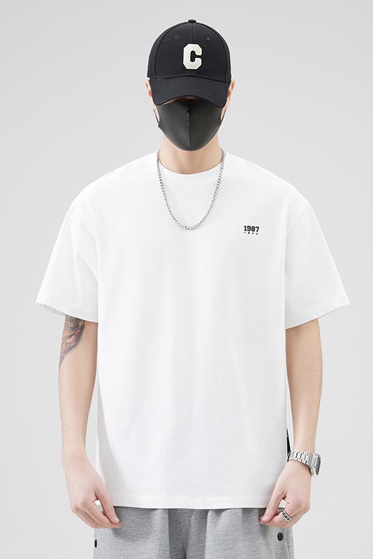 實拍2023新款潮牌簡約高品質短袖t恤男百搭純棉彈力韓版潮流T恤
