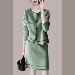 TR17114# 绿色法式小香风套装女春季新款减龄漂亮洋气两件套裙 服装批发女装服饰批发