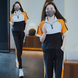 RM5987#大码女装休闲运动套装2023年夏季新款韩版短袖上衣+长裤两件套女