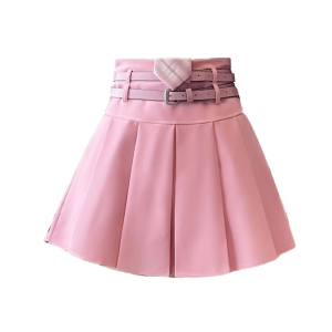 RM10359#夏新学院风日系清新减龄小个子高腰百褶半身裙配送腰带