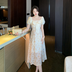 RM10846#夏季新款女装裙子法式收腰温柔风设计感小众蝴蝶结气质连衣裙