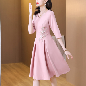 TR45955# 新款婚宴晚礼服平时可穿婚礼高贵气质粉色裙子 礼服批发