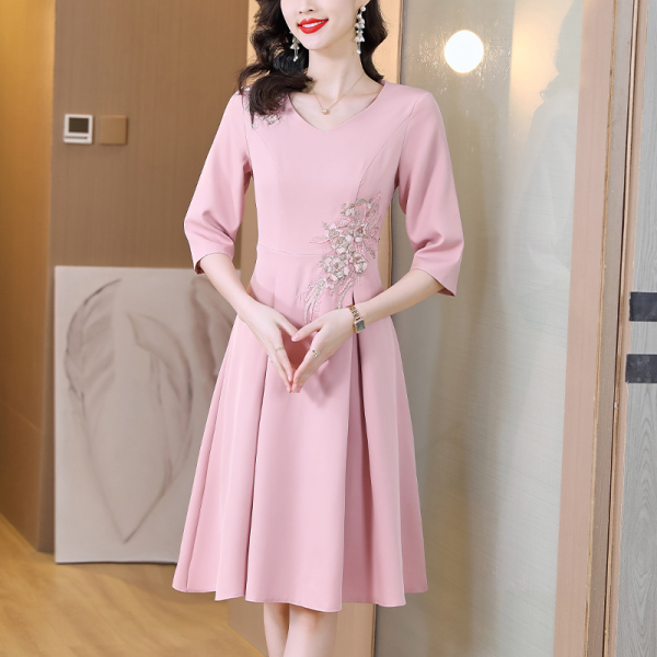 RM20785#新款婚宴晚礼服平时可穿婚礼高贵气质粉色裙子
