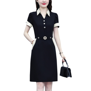 RM4426#抖音同款Polo领连衣裙2023夏季时尚洋气气质修身显瘦中长减龄裙子