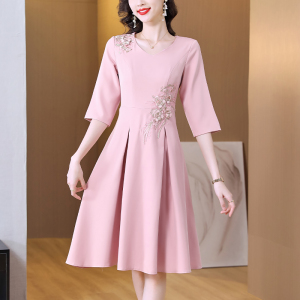 TR45955# 新款婚宴晚礼服平时可穿婚礼高贵气质粉色裙子 礼服批发