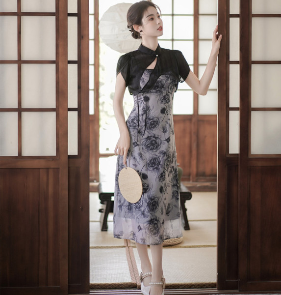 RM4653#改良新中式旗袍日常国风少女改良纯欲风高级感战袍礼服水墨气质裙