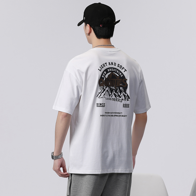 實拍夏季新款純棉彈力簡約時尚短袖T恤男百搭舒適韓版男裝上衣t恤
