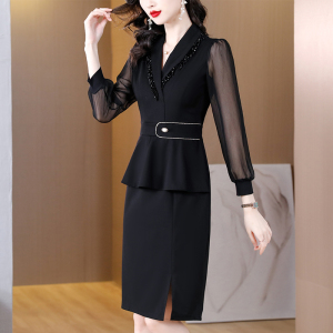 RM7104#新款连衣裙女法式正式场合高端精致黑色包臀裙一步裙春季