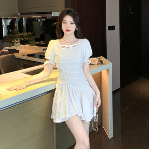RM8169#夏季新款时尚收腰短裙法式显瘦连衣裙夏季小个子短袖裙