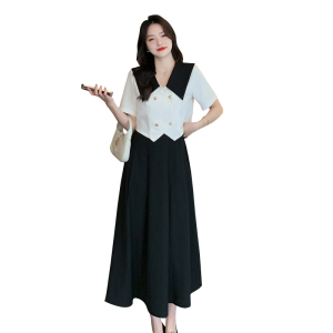 RM4814#夏季新款2023小香风外套收腰吊带黑色高级茶歇法式连衣裙两件套女