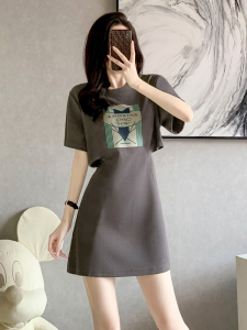 RM8590#新款高级感休闲连衣裙女夏季小个子显瘦露腰小心机运动T恤裙