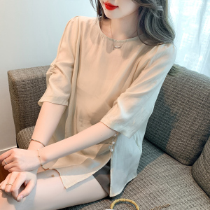 RM5699#夏季新款蕾丝衫/雪纺衫简约套头宽松型淑女百搭纯色