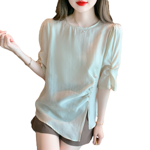 RM5699#夏季新款蕾丝衫/雪纺衫简约套头宽松型淑女百搭纯色