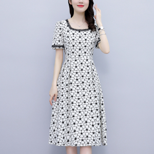 RM5483#大码女装2023夏季新款韩版时尚印花连衣裙女