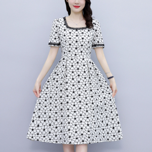 RM5483#大码女装2023夏季新款韩版时尚印花连衣裙女