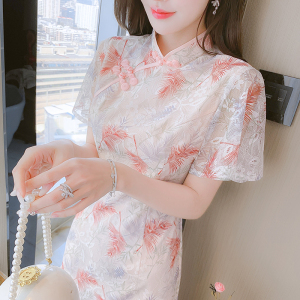 RM10619#旗袍2023年新款年轻款少女改良版连衣裙蕾丝日常女夏鱼尾性感夏季