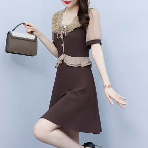 TR30611# 新款夏季网红时尚大码胖mm假两件显瘦洋气高腰连衣裙