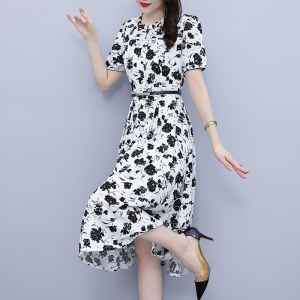 RM5481#夏季新款时尚复古大码印花连衣裙女