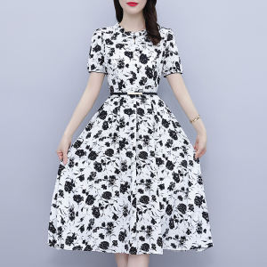 RM5481#夏季新款时尚复古大码印花连衣裙女