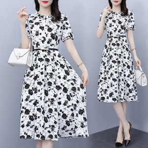 RM5481#夏季新款时尚复古大码印花连衣裙女