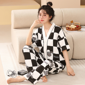 RM5383#春夏季6535长裤短袖睡衣女甜美韩版时尚家居服套装