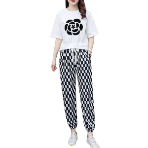 RM5990#大码减龄休闲套装女士夏季时尚短袖上衣洋气休闲宽松裤子两件套
