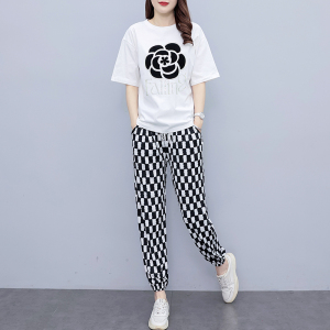 RM5990#大码减龄休闲套装女士夏季时尚短袖上衣洋气休闲宽松裤子两件套