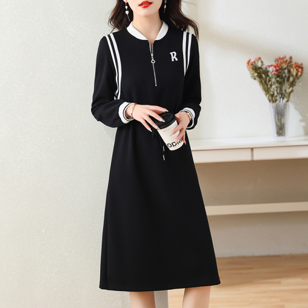 RM5795#新款时尚百搭休闲洋气撞色优雅气质舒适女士连衣裙