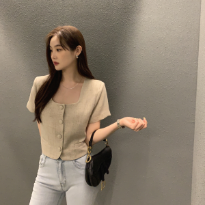 TR24002# 韩国chic夏季新款小香风复古气质短款上衣外套小西装女  服装批发女装服饰直播货源