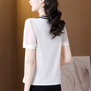 RM6977#夏季新款时尚小香风V领针织泡泡袖t恤女设计感短袖上衣