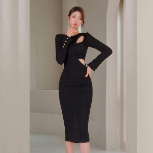 RM5182#新款韩版时尚气质修身设计感收腰显瘦中长款包臀连衣裙